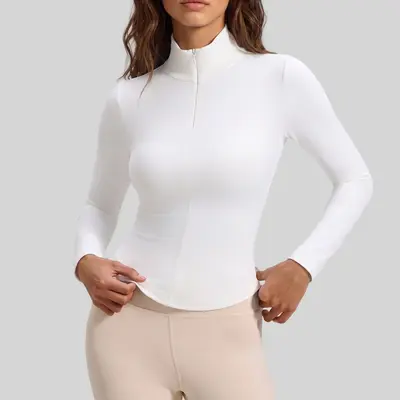 Women's Yoga Top Long Sleeve Half-Zip Fitted Fit - 7