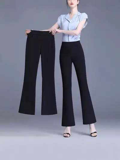 Women's Nine-Point Micro Flare Pants, High Waist, Stretch, 2025 - 3
