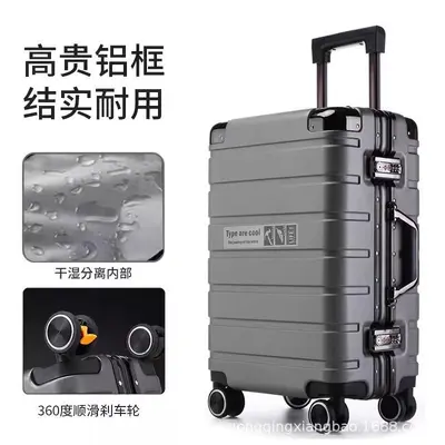 New Luggage Suitcase Aluminum Frame Dense Travel Suitcase Student Trolley Case Universal Wheels Carry-on Suitcase Brake Wheels Durable and Sturdy - 8