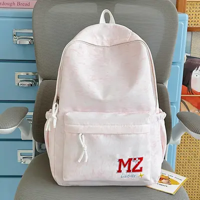 Embroidered Letter School Backpack, Large Capacity, for Teens and Students - 7
