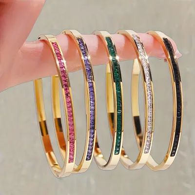 Titanstahl-Armband, vollständig mit Mikrodiamanten besetzt