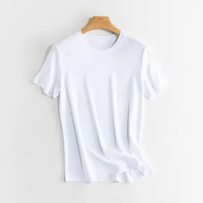 Kadın Güneş Korumalı Beyaz V Yaka T-Shirt, Dut İpeği ve Merserize Pamuk Karışımı, Gevşek K - 10