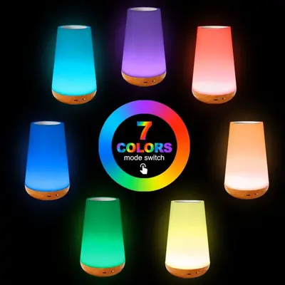 Wood-grain remote-controlled touch night light creative pat lamp bedroom bedside lamp colorful atmosphere lamp Amazon best-selling model