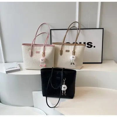 Fashion Trendy Mom Junior and Senior High School Tote Bag Large Capacity Women's Versatile Single Shoulder Bag Textured Commuting Hand-Carried Tote Bag