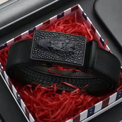 Spor araba leopar kemer erkek kemeri iş otomatik tokalı pu deri moda yeni trend günlük kot kemer