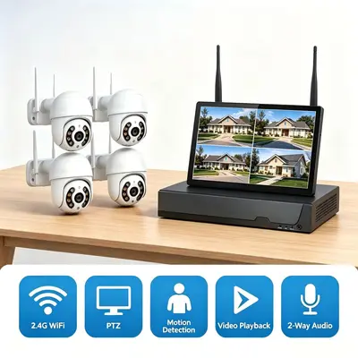 CCTV监控系统wifi摄像头监控套装无线套装wifi监控录像机球机套装