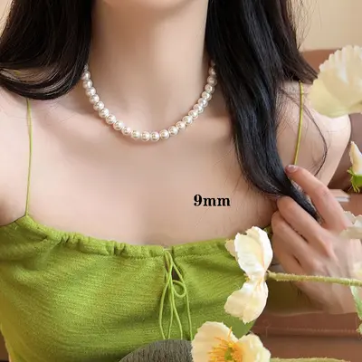 Shijia inci kolye kadın niş erişilebilir lüks tasarım üst düzey moda zarif köprücük kemiği zincir kolye kazak zinciri boncuk zinciri - 12