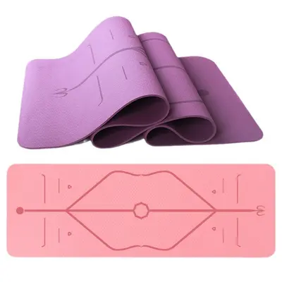 TPE-Yogamatte 61/80 cm mit Positionslinien, individuelles Logo - 6