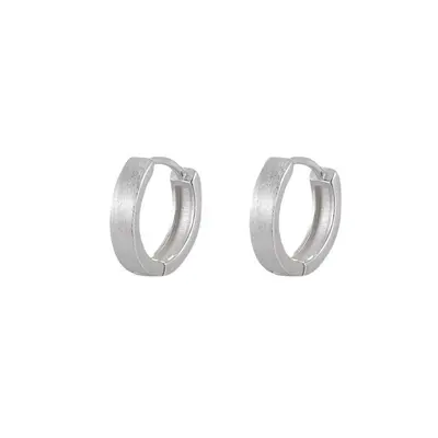 Silver earrings, S999, brushed finish, simple