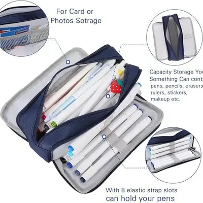 Korean-Style Canvas Pencil Case, Large Capacity, Multifunctional for Students
