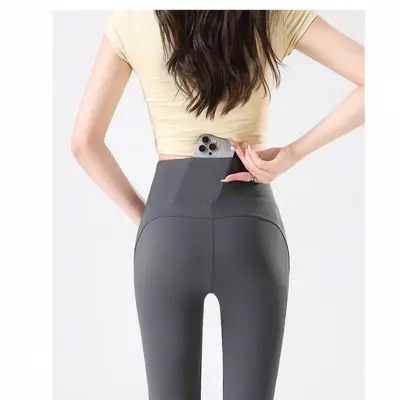 Polar astarlı kalın cepli yoga kloş pantolon, yüksek bel, karın toplayıcı