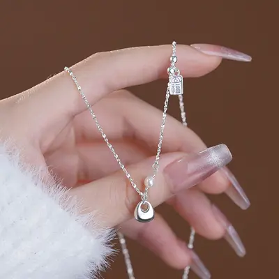 S999 gümüş Çin tarzı külçe kolye kadın moda zinciri - 3