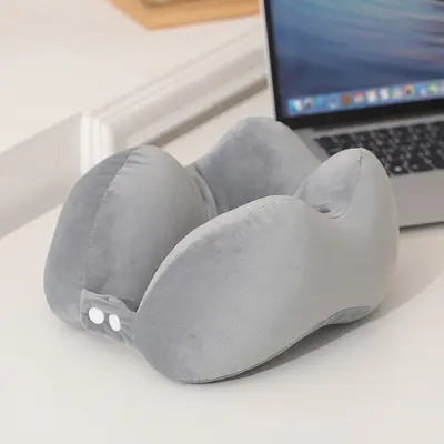 Velvet U-shaped pillow memory foam neck pillow car travel neck pillow nap artifact pillow U-shaped pillow cushion - 7