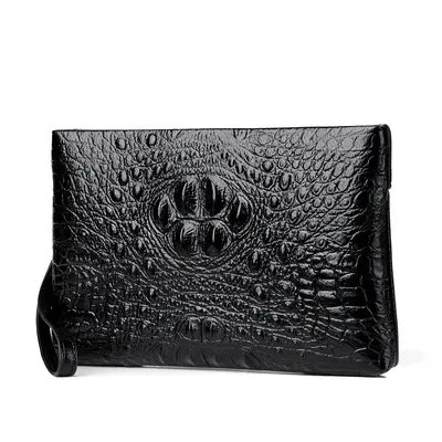 Crocodile Pattern Soft Leather Men's Handbag, Large Capacity, Envelope Style - 1