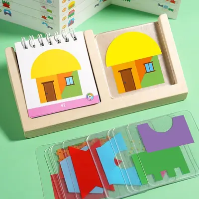 Çocuklar için Yapı Blokları Ev Tasarımcısı, Geometrik Şekiller, 3-6 Yaş Masa Oyunu - 5
