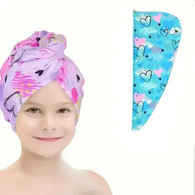 TEMU popüler kalınlaştırılmış su emici çabuk kuruyan çocuk saç kurutma başlığı dijital baskı dört seviyeli kadın yetişkin duş başlığı - 11