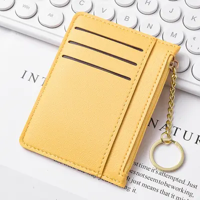 Ultra-Thin Compact Card Holder for Women with Zipper Coin Pocket and Multiple Card Slots - 9
