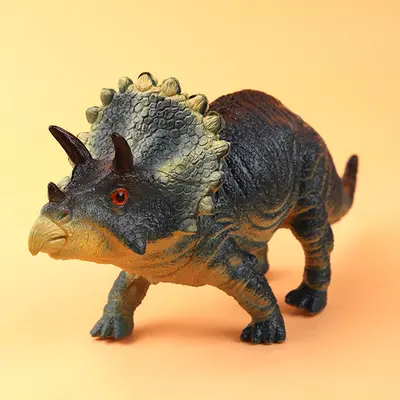 Large Soft Rubber Dinosaur Toy with Sound, Tyrannosaurus and Triceratops