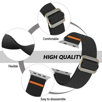 Elastic Nylon Woven Strap Compatible with Apple Watch 1-12 and Ultra 1-3
