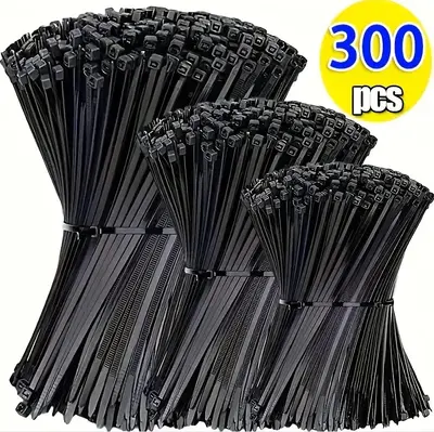 Schwarze Nylon-Kabelbinder, selbstverriegelnd, 100 Stück, mehrere Größen