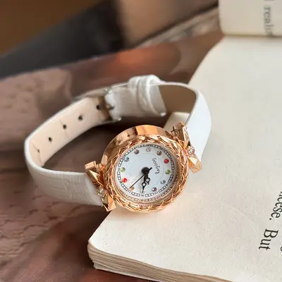 Qicaishi Moda Kadın Kol Saati Kadın Model Hasır Kordonlu Yuvarlak Günlük Su Geçirmez Yüksek Estetik Öğrenci Niş Sessiz Retro