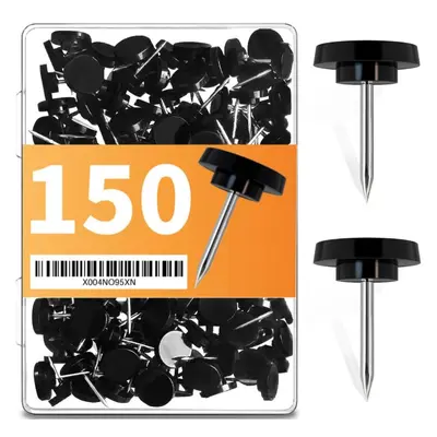 Colored Round Flat-Head Push Pins, 150 Pcs per Box, Transparent Black
