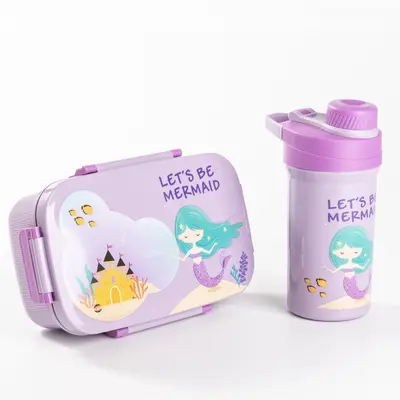 Cute 3-Compartment Sealed Lunch Box and Water Bottle Set, Picnic - 5