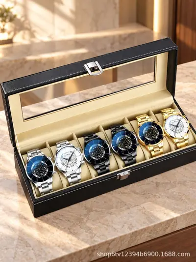 6 parçalı erkek saati set çelik kordon moda partisi hediye - 12
