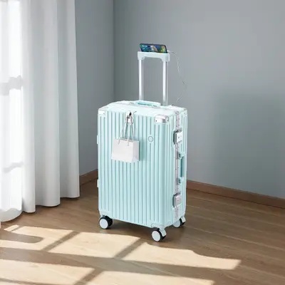 Aluminum Frame Multifunctional Suitcase with Combination Lock and Universal Wheels - 4