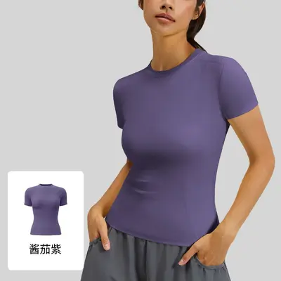 Women's Yoga and Running Top, Short Sleeve, Slim Fit, Quick-Dry - 11