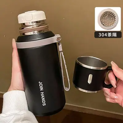 316 paslanmaz çelik termos bardak, 1 litre büyük kapasiteli, kapaklı - 8