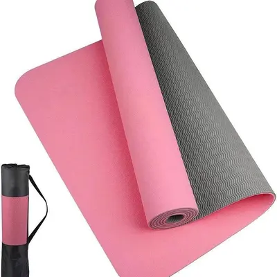 TPE yoga mat 6mm, dual-color, universal size, with carry set - 9