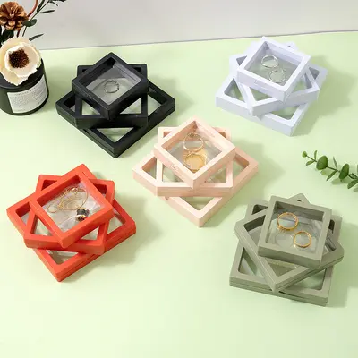 Best-selling in-stock dust-proof anti-oxidation jewelry packaging box ornament ring storage box transparent PE film suspension box