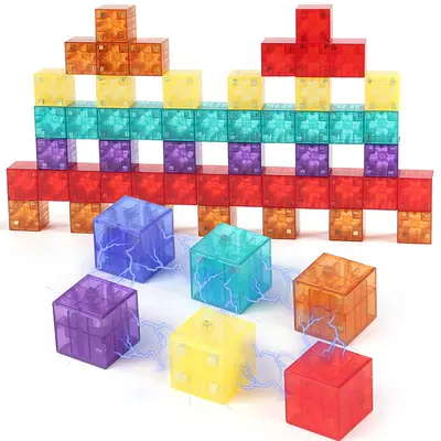 Manyetik 2 cm kare blok yapı seti, DIY küp, eğitici birleştirme oyuncağı - 4