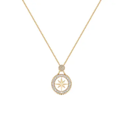 Eight-pointed star pendant necklace, sparkling stones
