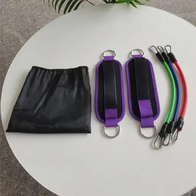 Resistance Band Exercise Set with Three Tubes, Door Anchor and Ankle Straps - 8