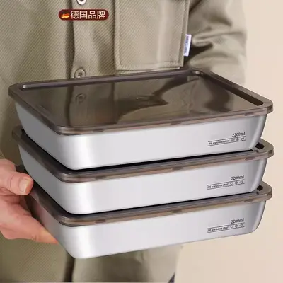 Stainless Steel Food Storage Container with Lid, Airtight, Rectangular