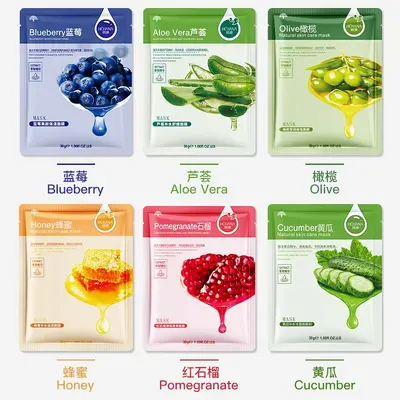韩婵芦荟润肤美颜面膜 植物水果贴片面膜补水保湿厂家正品批发