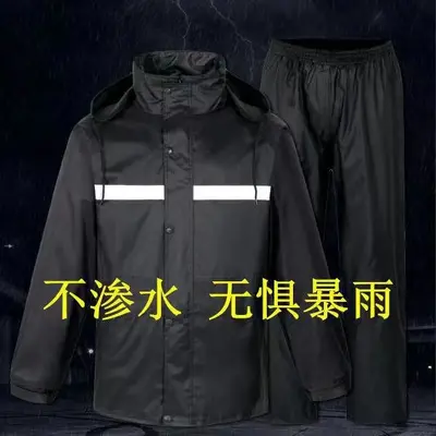 Thickened Raincoat and Rain Pants Set for Cycling, Reflective Full-Body Protection