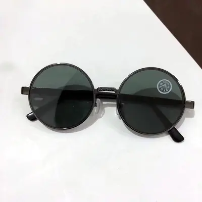Retro Round Crystal Glass Sunglasses for Men - 2