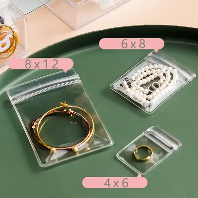 Transparent PVC Self-Sealing Bags for Jewelry Storage Packaging, Jewelry Bags for Beads, Earrings, Bracelets and Accessories, Sealed Plastic Zip Bags