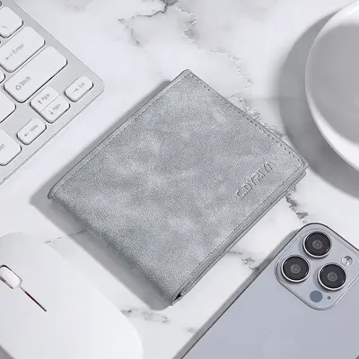 Men's Slim Short Soft Leather Wallet with Card Holder - 8
