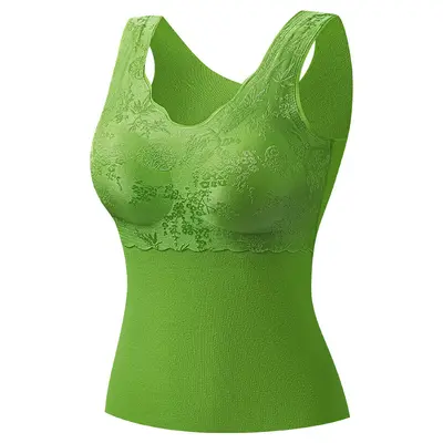 Women's Jacquard Warm Vest with Built-in Bra Pads