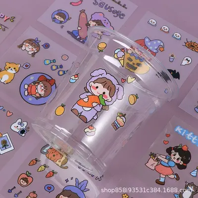 200 Adet Sevimli Karikatür El Defteri Sticker Seti, Su Geçirmez
