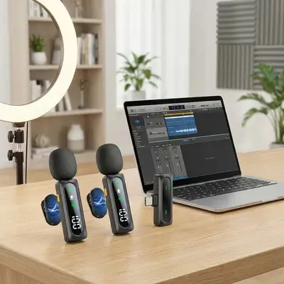 S2 Wireless Lavalier Microphone with Magnetic Clip and Digital Display