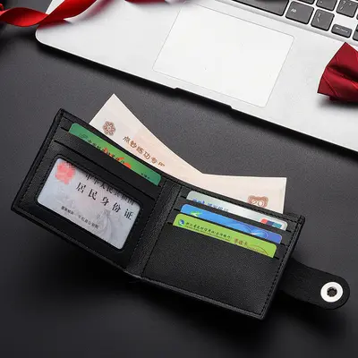 Short Men's Horizontal Wallet, Magnetic Snap Closure, Multi-Card Slots - 3