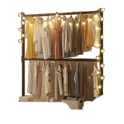 Double-Layer Floor-Standing Clothes Drying Rack for Bedroom