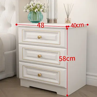 Solid Wood Bedside Cabinet, White, Ultra-Narrow, Fully Assembled - 7