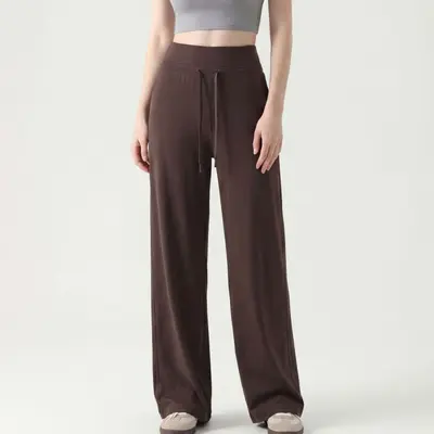 Lockere Sportleggings Damen Yoga Weite Beinhose hohe Taille Kordelzug