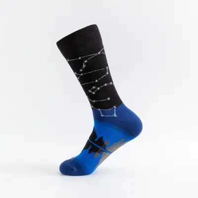 Bunte Baumwoll-Herrensocken, mittellang, kosmisches Muster - 12